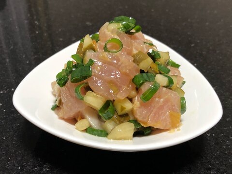 鮪とネギのにんにく醤油和え